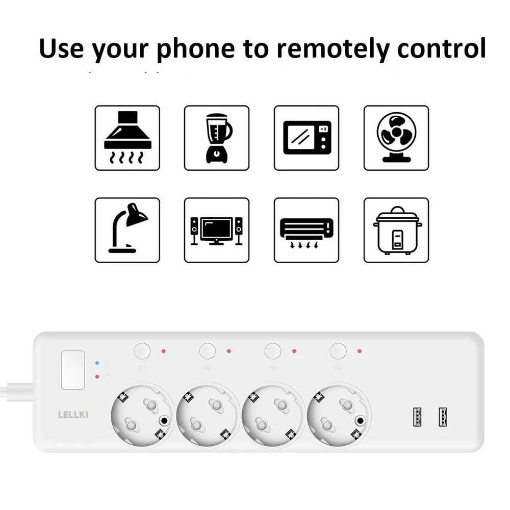 LELLKI Zigbee Power Strip Kr Usb Plug Tuya Smart Life Home Timer 16A 220V Germany EU Socket Extension Cord Alexa SmartThings