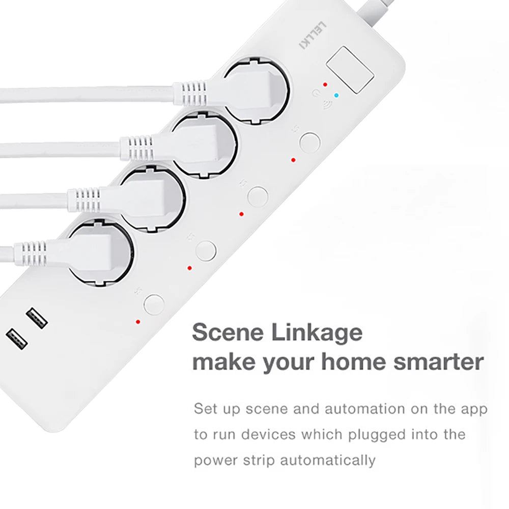 LELLKI Zigbee Power Strip Kr Usb Plug Tuya Smart Life Home Timer 16A 220V Germany EU Socket Extension Cord Alexa SmartThings