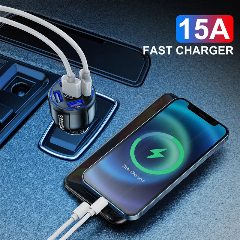 USLION 5 Port USB Fast Charging Car Charger For Xiaomi POCO Realme Quick Charge 3.0 Charging Mobile Phone Charger in Car Adapter