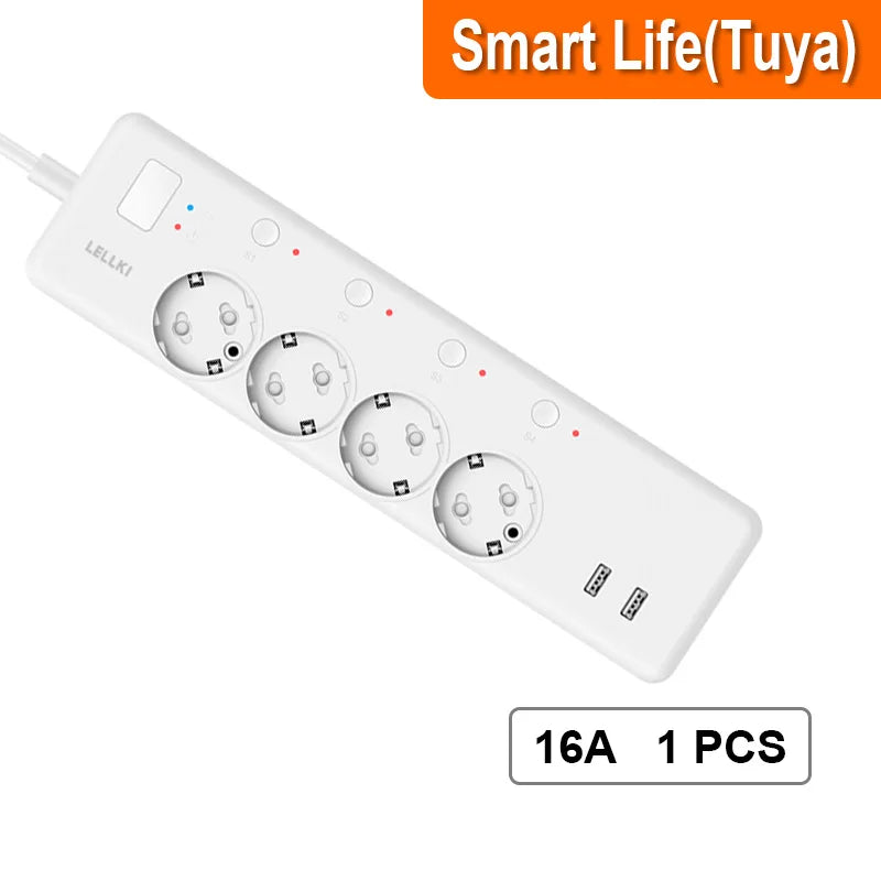 LELLKI Zigbee Power Strip Kr Usb Plug Tuya Smart Life Home Timer 16A 220V Germany EU Socket Extension Cord Alexa SmartThings