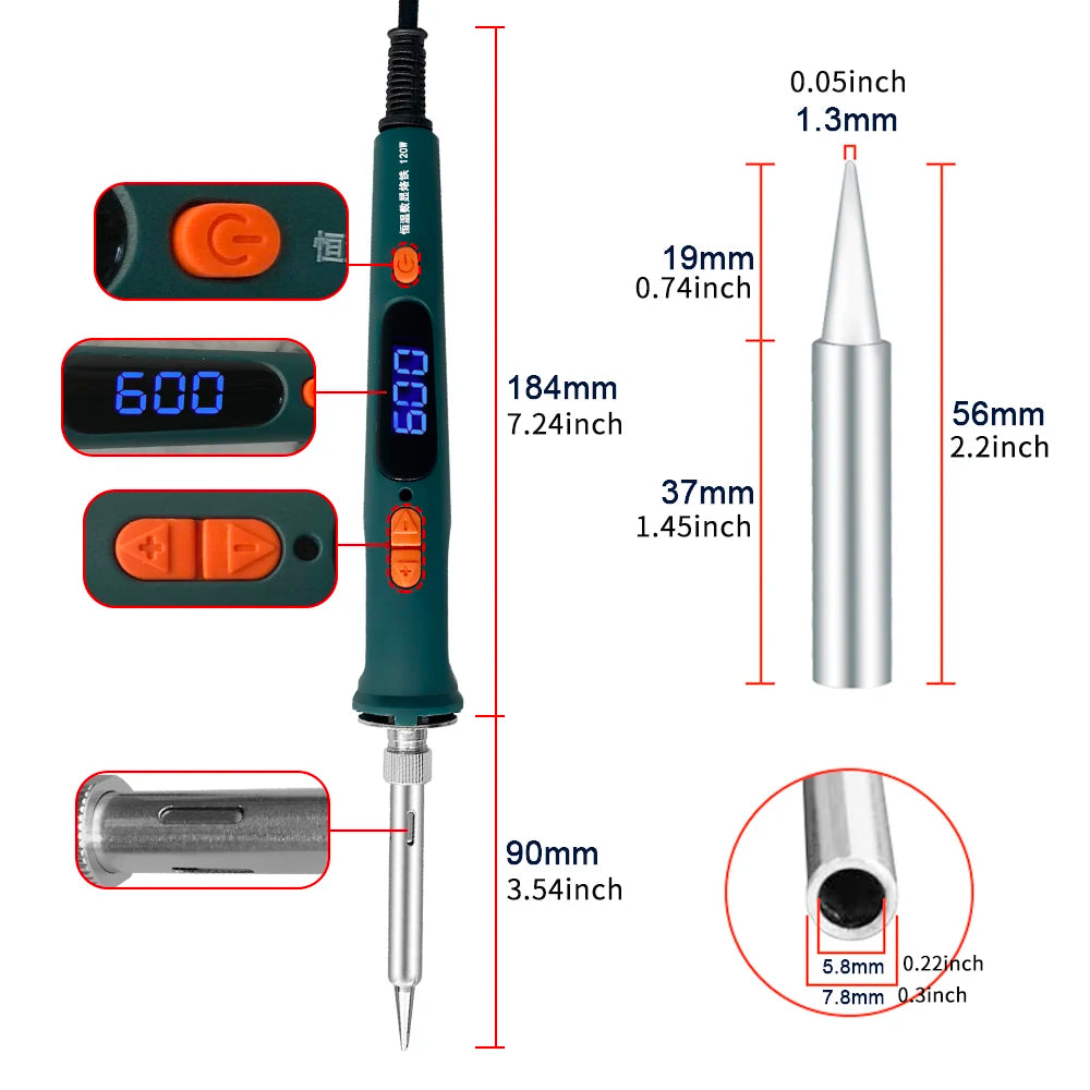 Trendx Store - 120W Soldering Iron Kit - Dual Calibration - 200-600°C