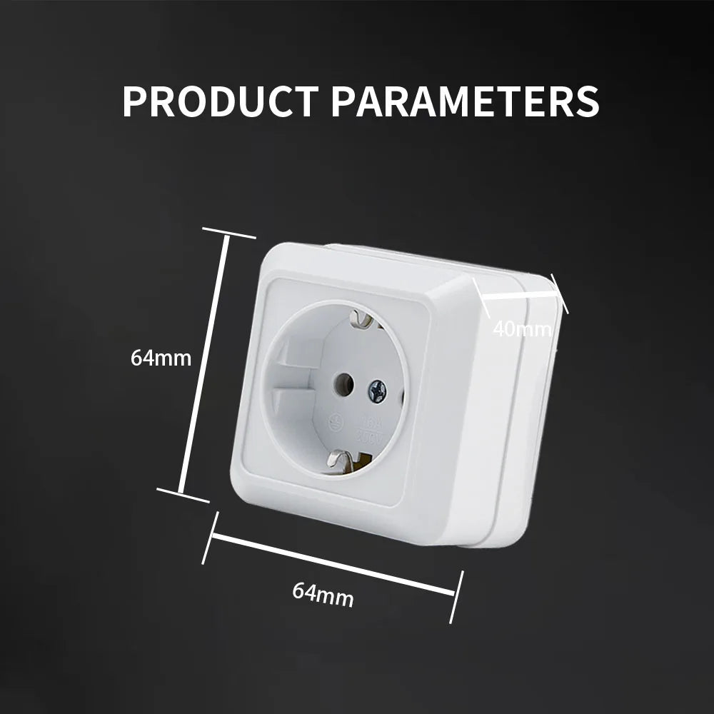 WESA White Wall Mount Socket | EU Standard Electrical Outlet | Ground Vintage Surface Power Socket Plug | Flame Retardant Plastic