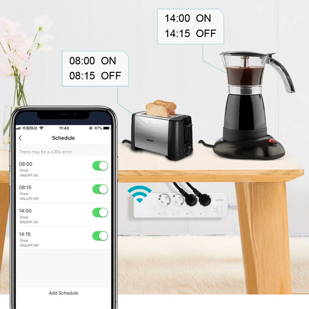 LELLKI Zigbee Power Strip Kr Usb Plug Tuya Smart Life Home Timer 16A 220V Germany EU Socket Extension Cord Alexa SmartThings