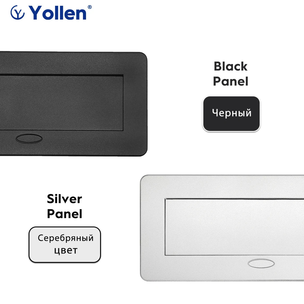 All Aluminum Panel | EU Standard | Hidden Type Table Socket | 3 Way Electrical Outlet | Modular Combination Power | Three Outlet | Household