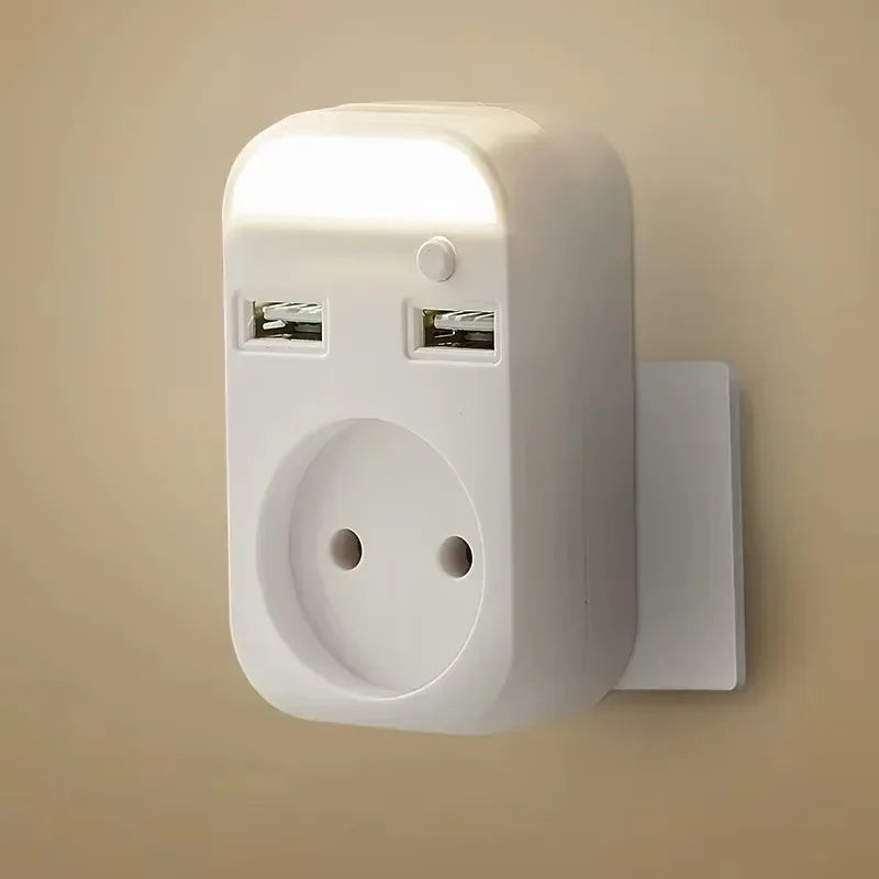 EU Plug Conversion 2 Socket Plug Multifunctional Socket Portable with USB Type-C Port German Spain French Russian Power Adapter