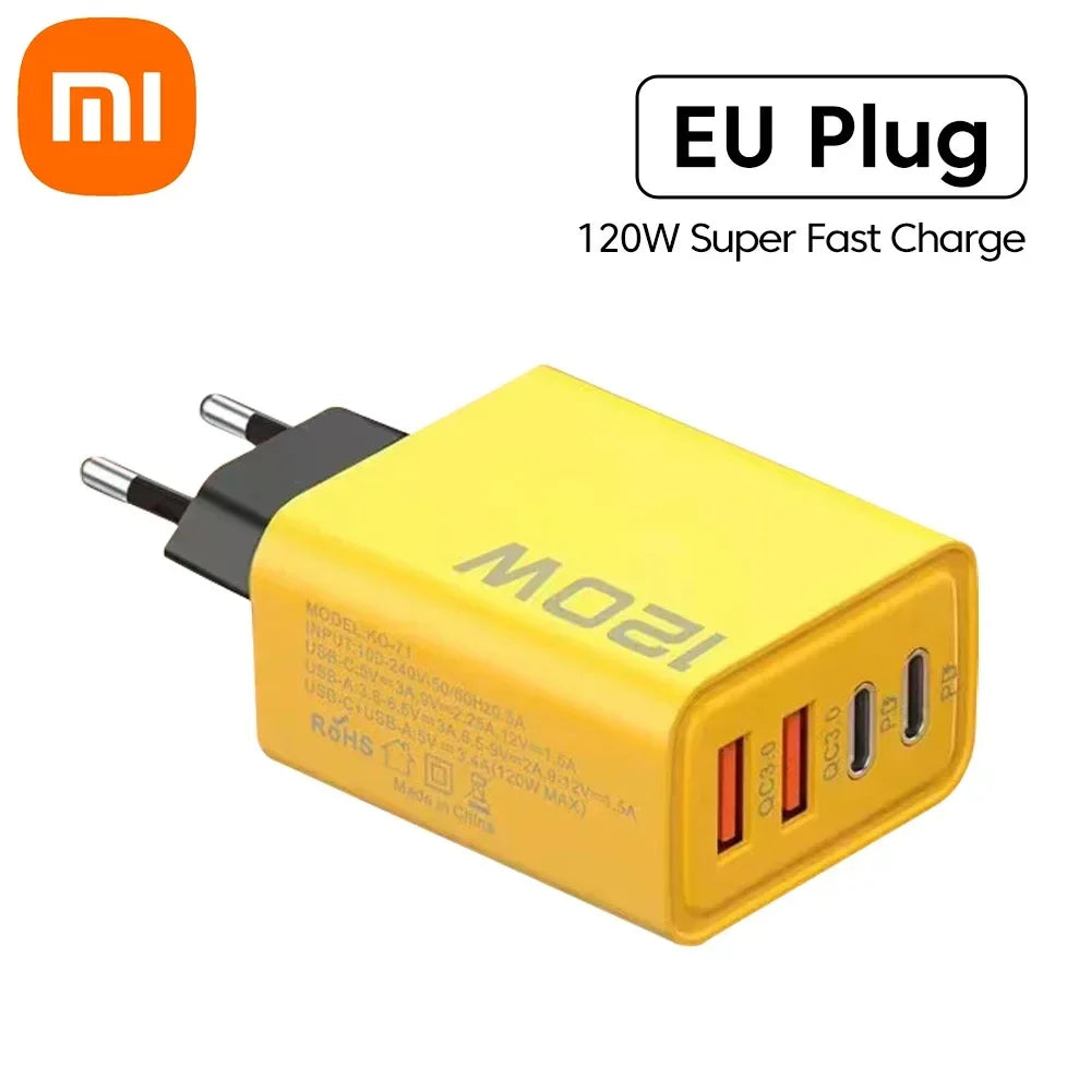 Xiaomi 120W Fast Charger Type-C PD Fast Charging charger Quick Charge USB 3.0 Charger Adapter EU/US For iPhone Samsung Xiaomi
