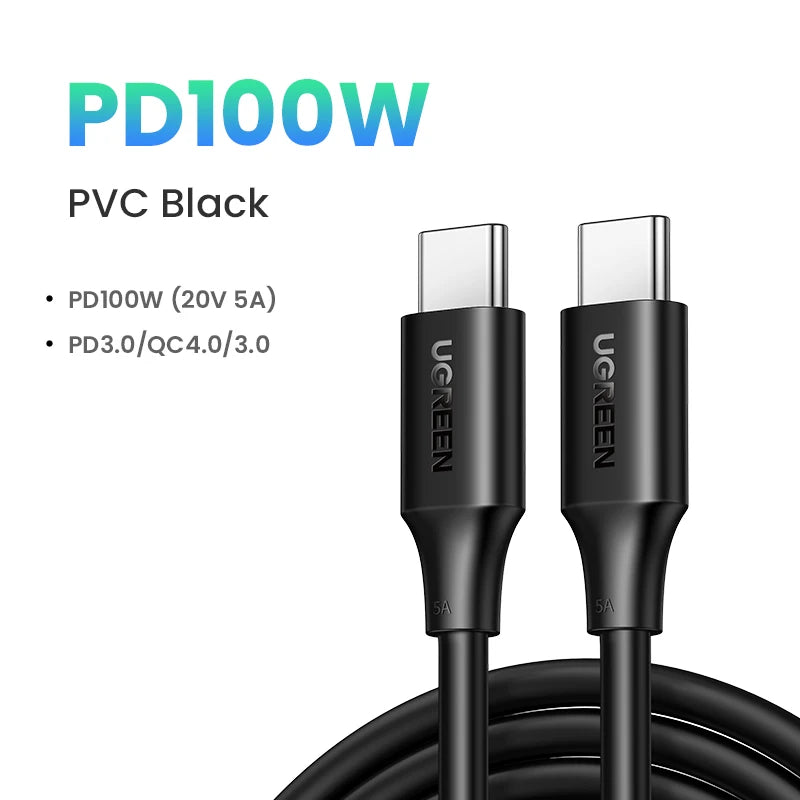 UGREEN 100W USB C to USB Type C Cable For iPhone 15 14 Macbook Samsung S9 QC4.0 Fast Charging Cable USB C Cable Charger USB 5A