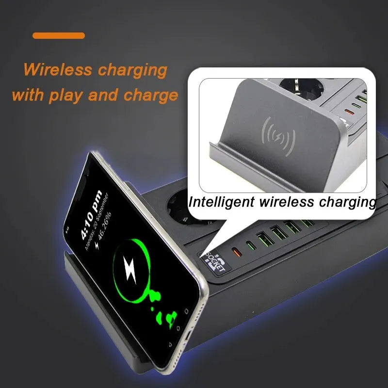 EU Plug | AC Outlet | Power Strip | Multiprise | Extension Cord | Electrical Socket | Phone Wireless Charging | Network Filter | USB | 24H Timing