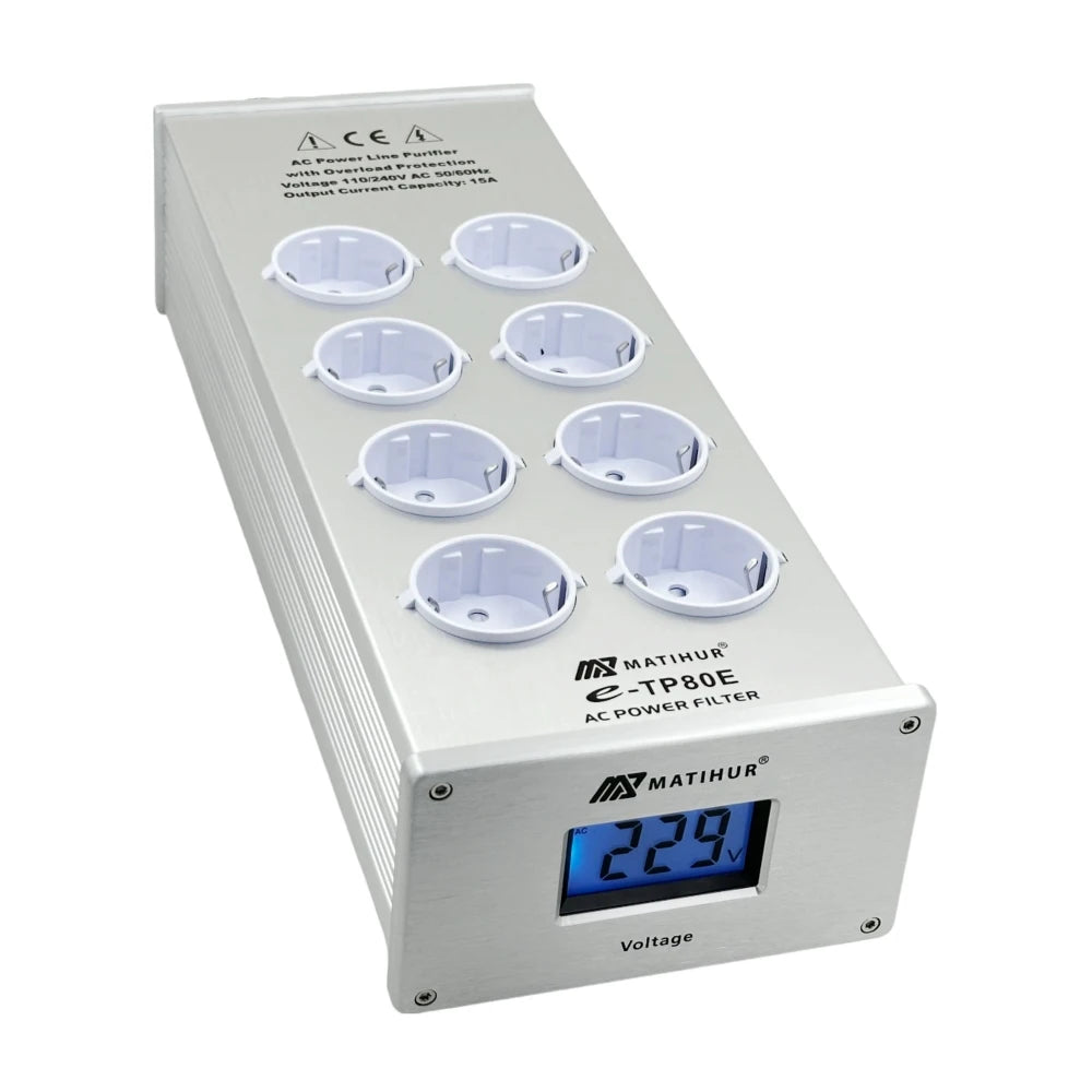 MATIHUR - e-TP80 Audio Noise AC Power Filter - Surge Protection - 8 EU Outlets