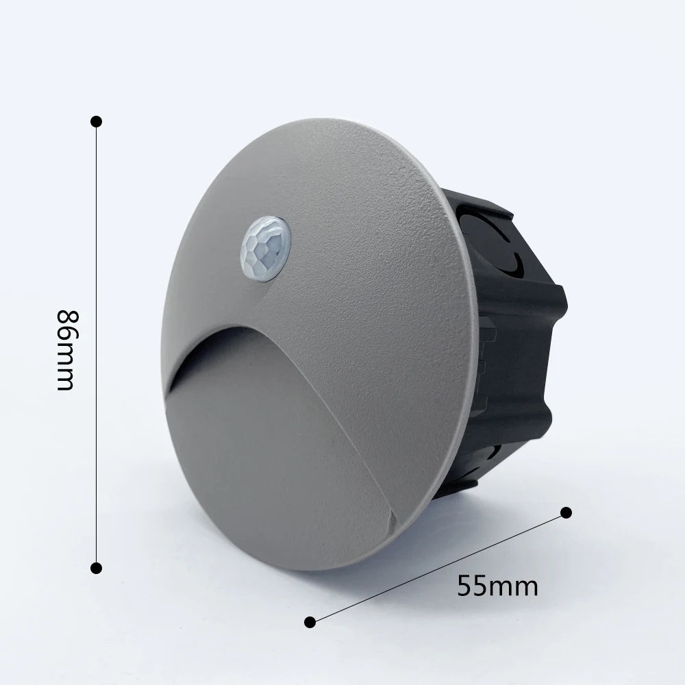 SANDIY Outdoor Lighting LED Sensor Embedded Wall Lamps Waterproof Outside Night Light Footlight+60mm Box for Stair&Step Garden
