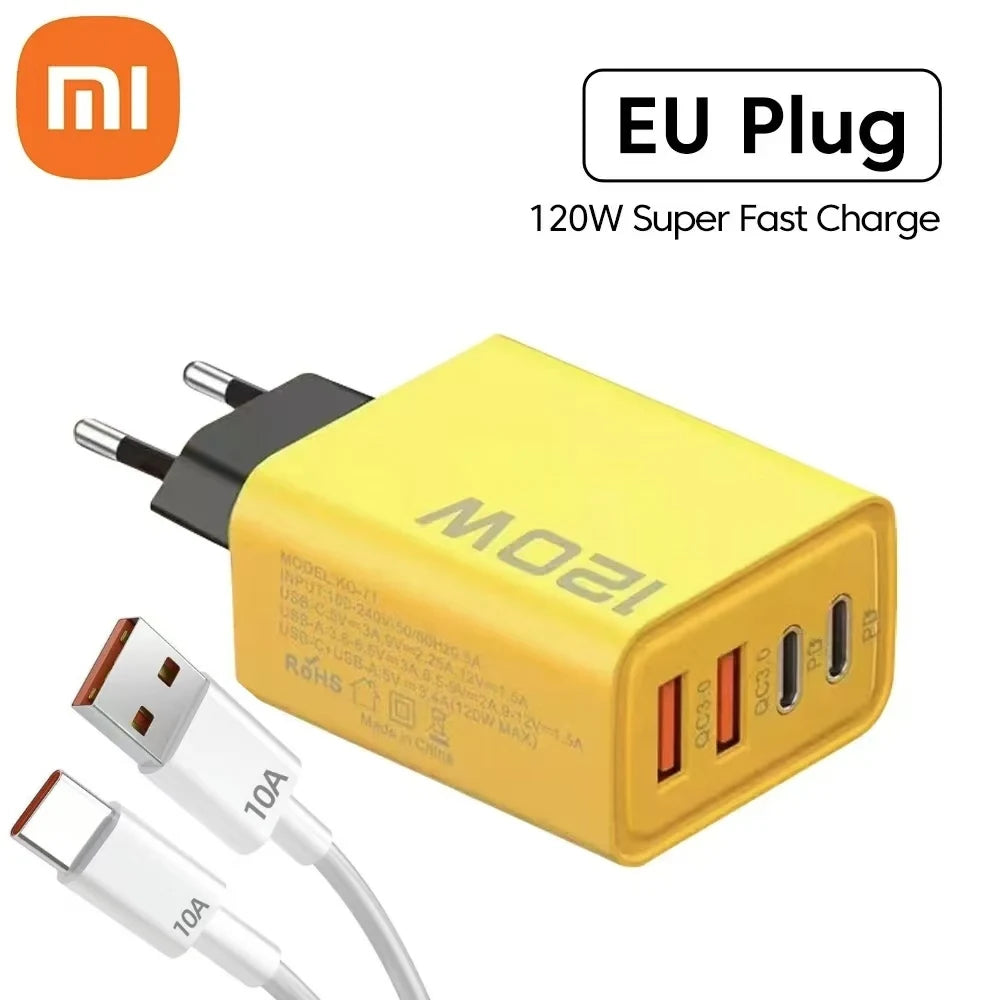 Xiaomi 120W Fast Charger Type-C PD Fast Charging charger Quick Charge USB 3.0 Charger Adapter EU/US For iPhone Samsung Xiaomi