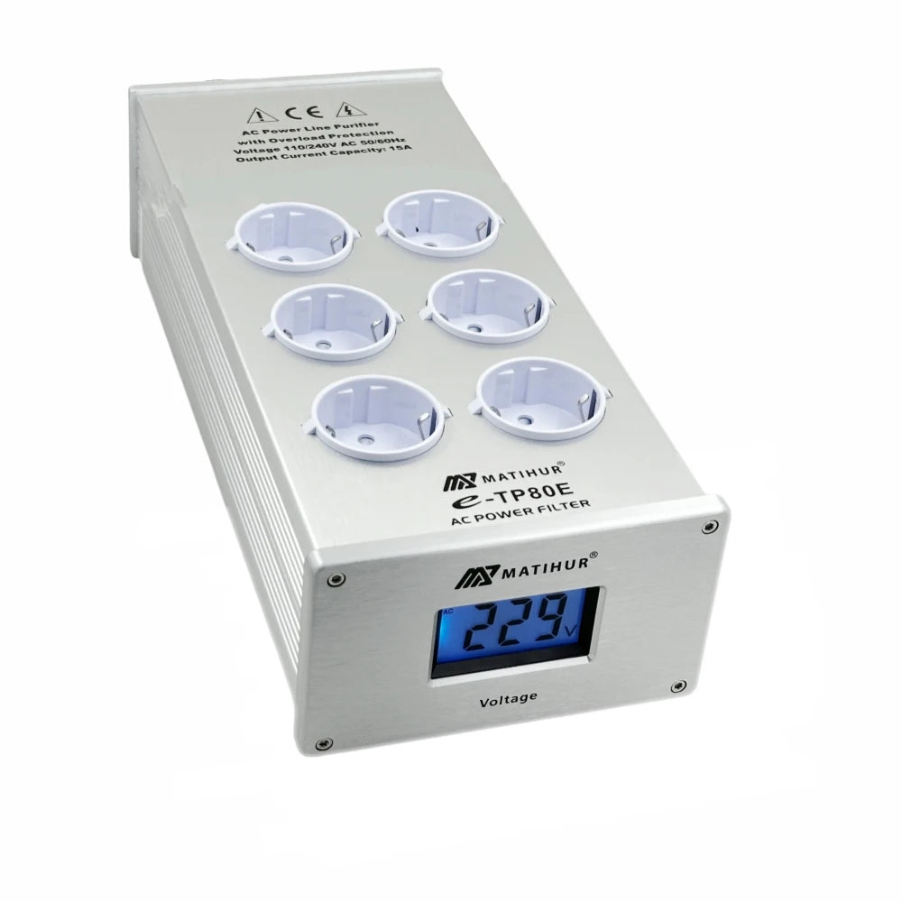 MATIHUR - e-TP80 Audio Noise AC Power Filter - Surge Protection - 8 EU Outlets