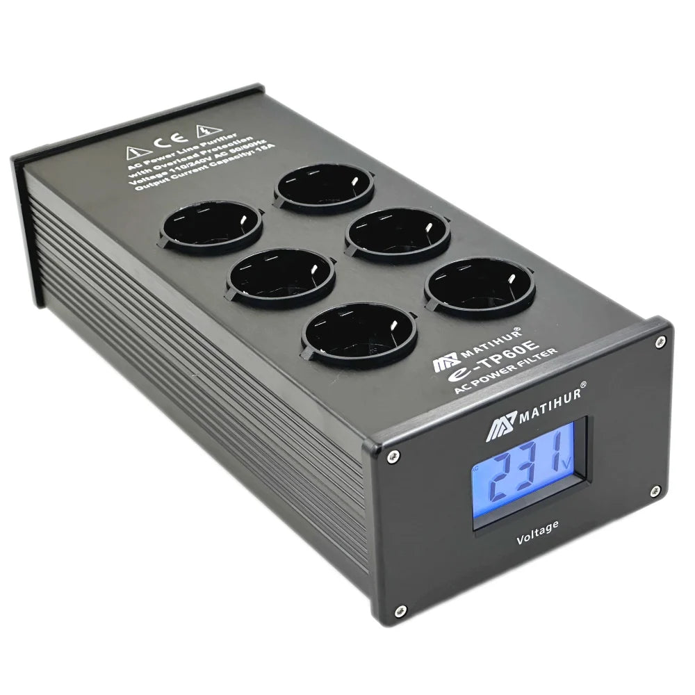MATIHUR - e-TP80 Audio Noise AC Power Filter - Surge Protection - 8 EU Outlets