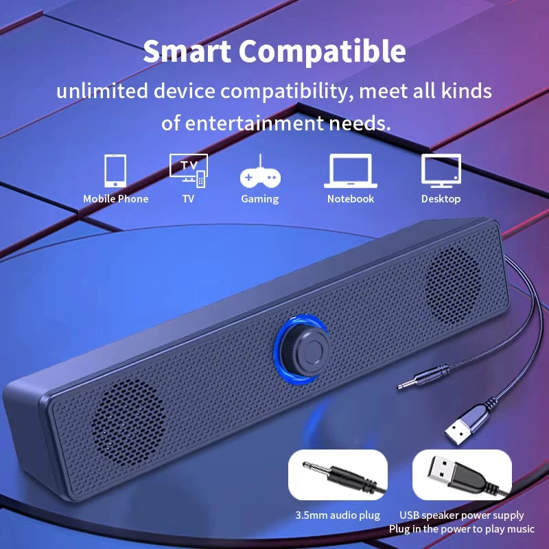 Long Wired Bluetooth Small Speaker | Double Speakers | High Volume | Computer Mobile Phone | Home TV | Notebook Multimedia | Desktop Speaker