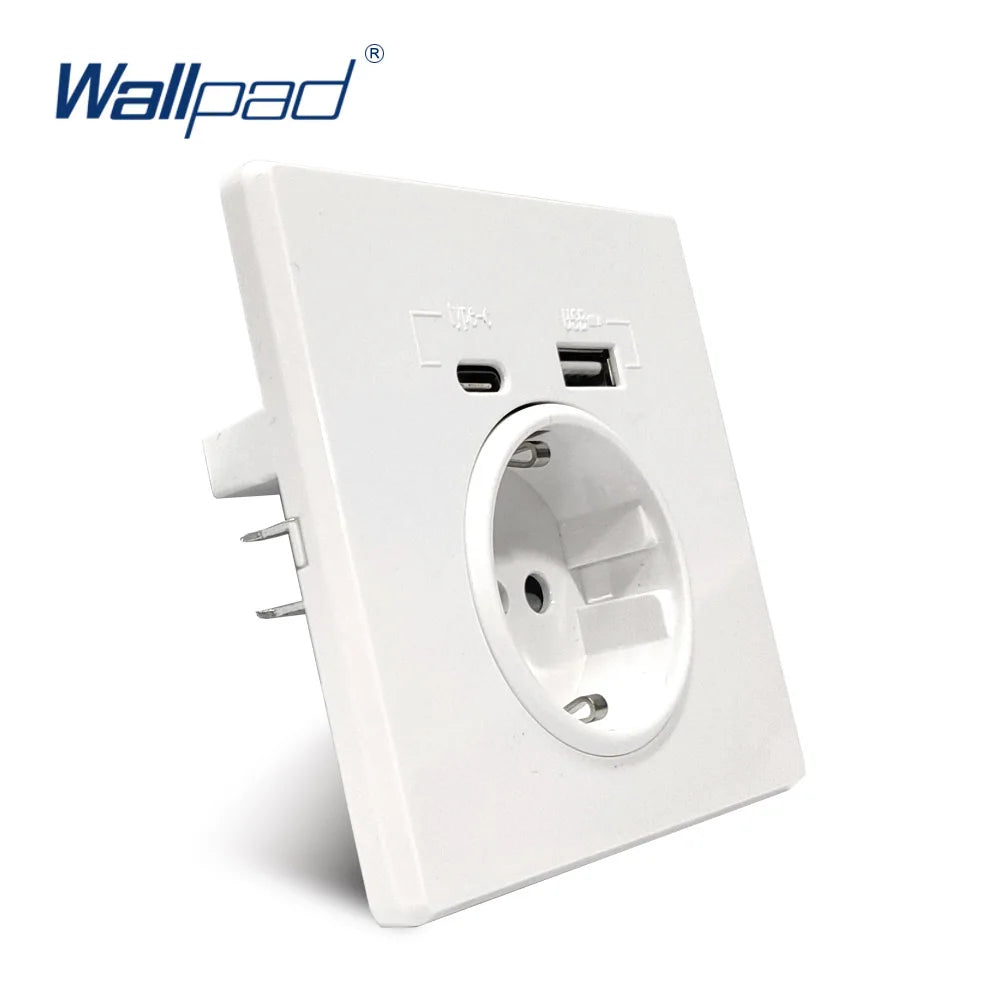 EU Power Socket | With USB Charging Port | and Type C Interface | 2.1A | 16A | PC Panel 86mm | French | Russia | Spain Wall Outlet | Phone Holder