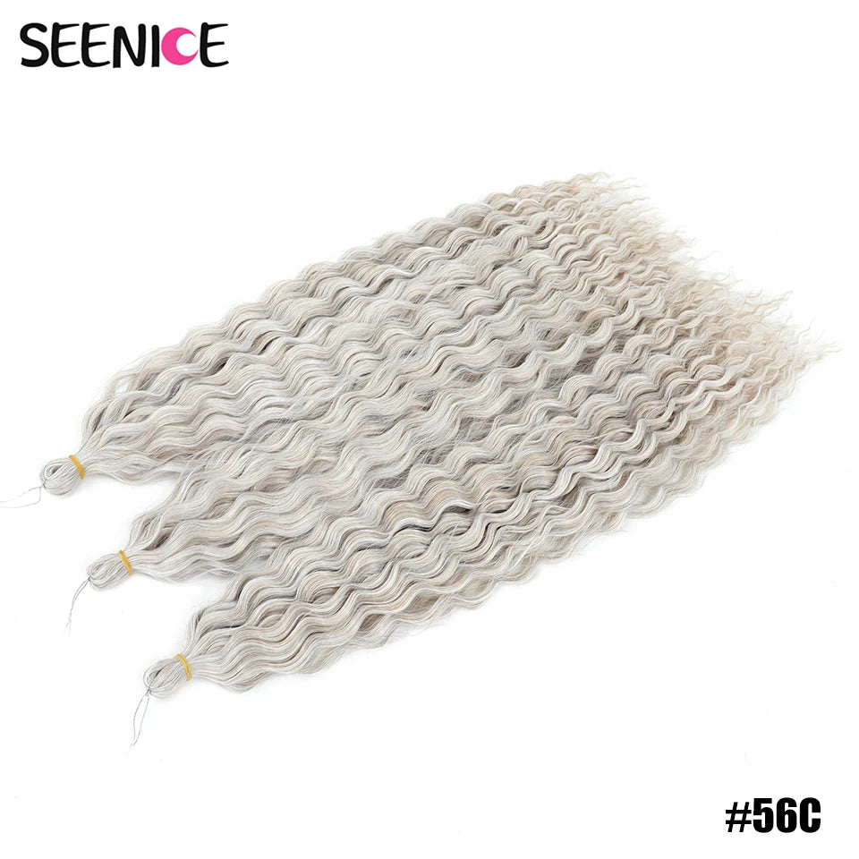 Ariel Curl Synthetic Crochet Hair 22 Inch – Water Wave Deep Curl Twist Braiding Hair Extension, Ombre Blonde Pink