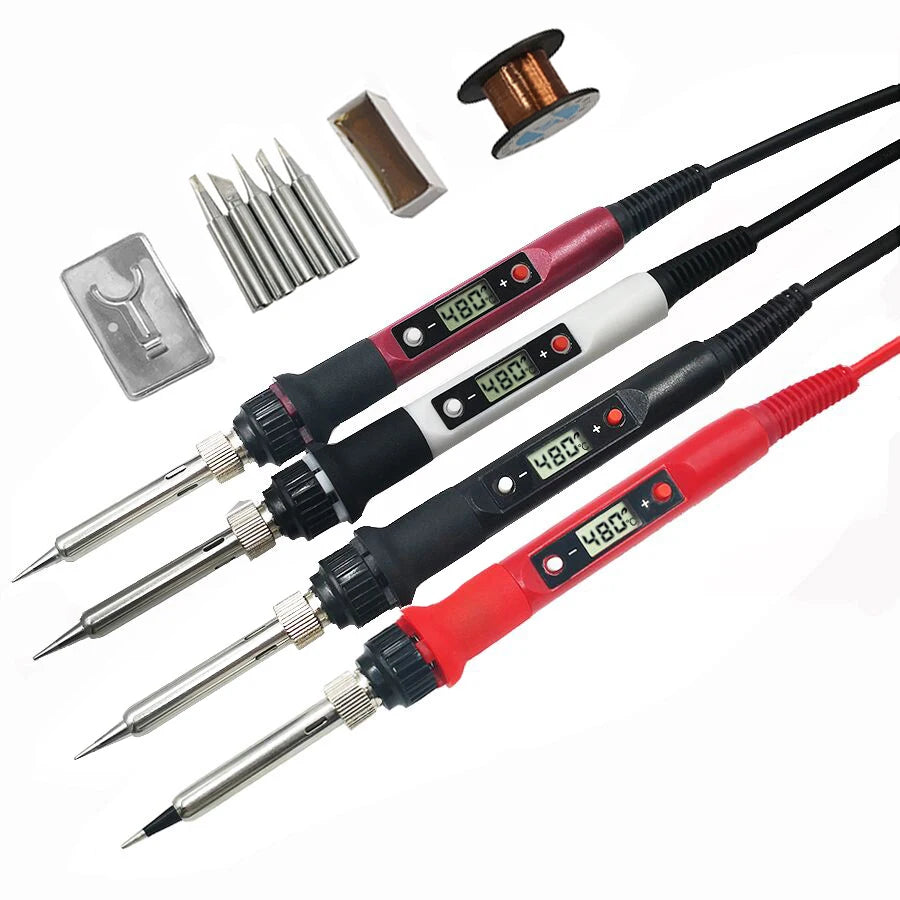 80W Digital Electric Soldering Iron Set Kit Temperature Adjustable 220V 110V  Ceramic Heater Soldering Tips Welding Tool  set