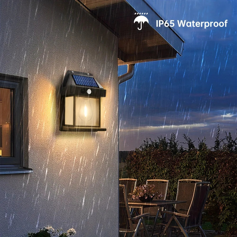 Outdoor Solar Tungsten Wall Light with Motion Sensor IP65 Waterproof LED Safety Light for Patio Outdoor Deck Porch Barn Garage