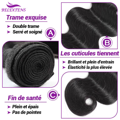 100% Human Hair Bundles 12A Brazilian Body Wave – Weave Extensions 12–32 Inch