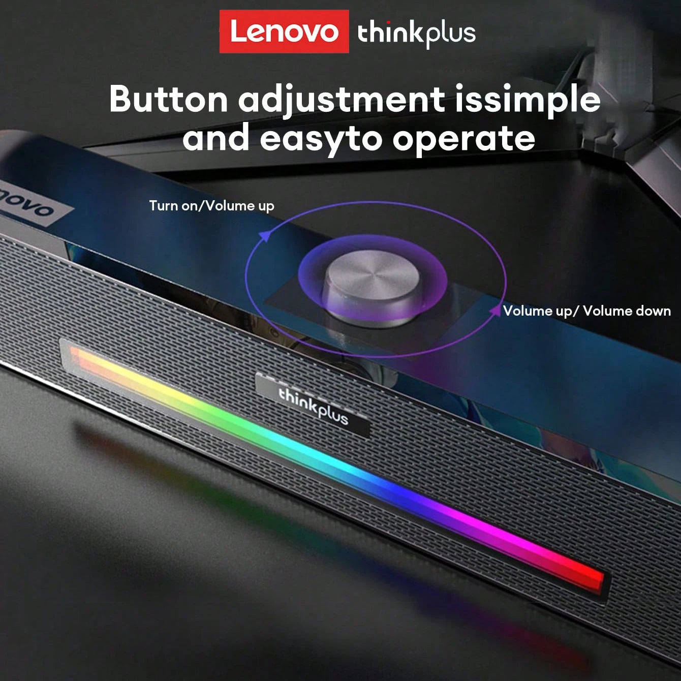 Original Lenovo TS33 | For Desk Computer | Subwoofer | AUX Bluetooth 5.0 Speaker | 360 Home Movie Surround Sound Bar | Audio Speaker