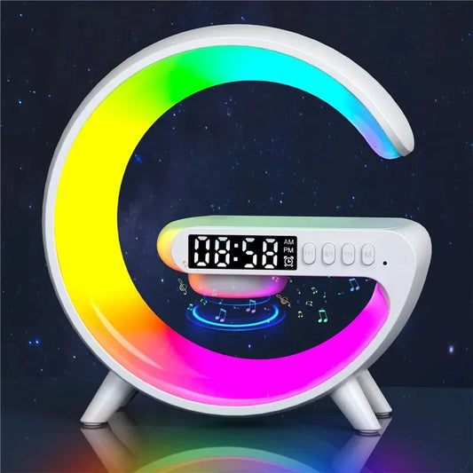 Wireless Charger Pad Stand | Speaker | TF Card | RGB Night Light Lamp | Alarm Clock | Fast Charging Station Dock | for iPhone Samsung Xiaomi