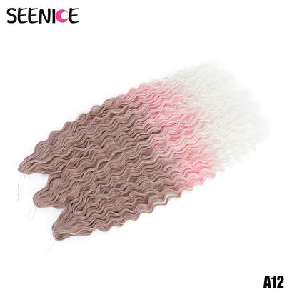 Ariel Curl Synthetic Crochet Hair 22 Inch – Water Wave Deep Curl Twist Braiding Hair Extension, Ombre Blonde Pink
