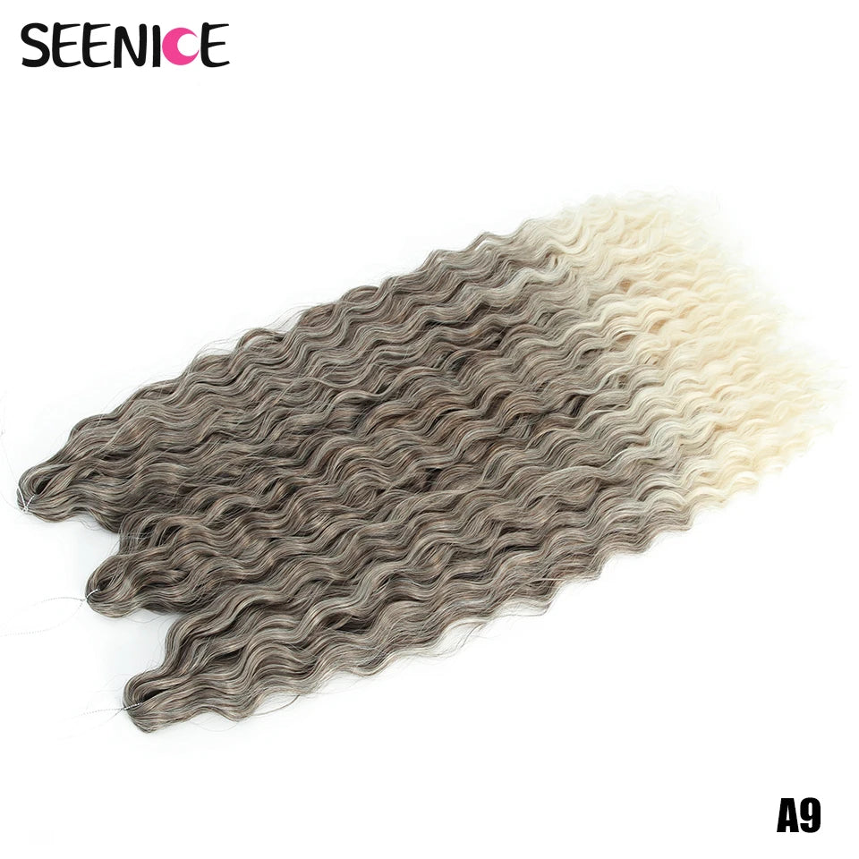 Ariel Curl Synthetic Crochet Hair 22 Inch – Water Wave Deep Curl Twist Braiding Hair Extension, Ombre Blonde Pink