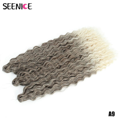 Ariel Curl Synthetic Crochet Hair 22 Inch – Water Wave Deep Curl Twist Braiding Hair Extension, Ombre Blonde Pink