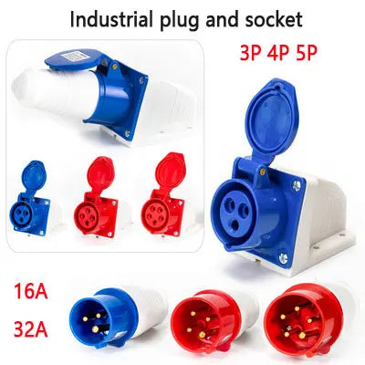 IP44 Industrial Plug and Socket | Waterproof Connector | 3PIN | 4PIN | 5PIN | 16A/32A | Waterproof Electrical Connection | Wall Mount Socket