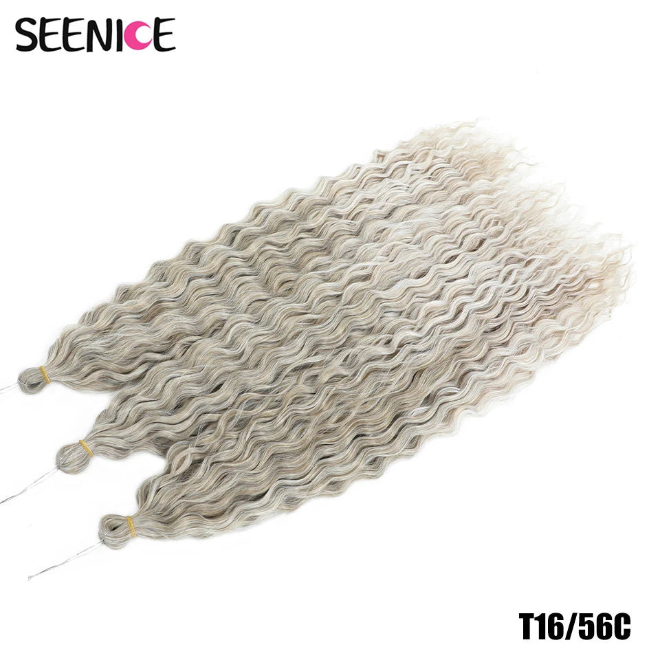 Ariel Curl Synthetic Crochet Hair 22 Inch – Water Wave Deep Curl Twist Braiding Hair Extension, Ombre Blonde Pink