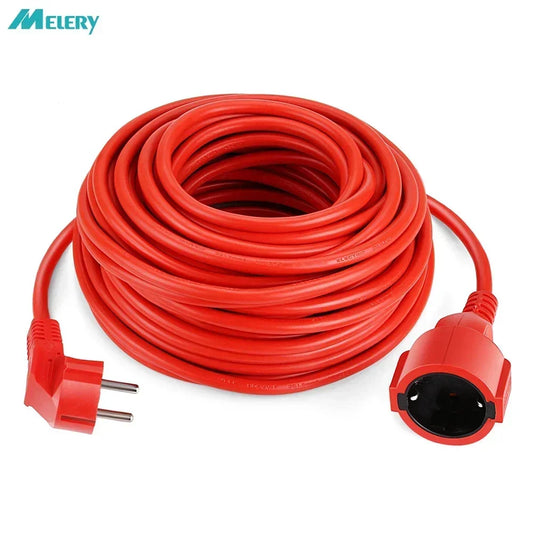 Melery Power Strip Extension Cord | 5/10m Cable | 10A EU Outlets | 2500W Electric Schuko | Red Indoor Outdoor Plug Sockets Engineering