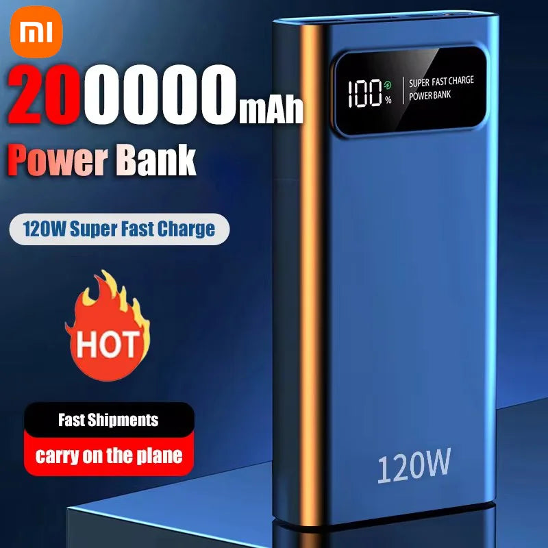 Xiaomi Power Bank | 200000mAH | 120W Super Fast Charging | High Capacity | Digital Display | Power Bank | For iPhone | Samsung | Xiaomi