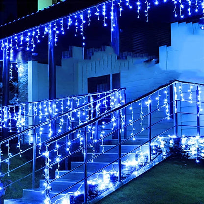 Christmas Lights | Waterfall Outdoor Decoration | 5M Droop | 0.4-0.6m LED Lights | Curtain String Lights | Party Garden Eaves Decoration