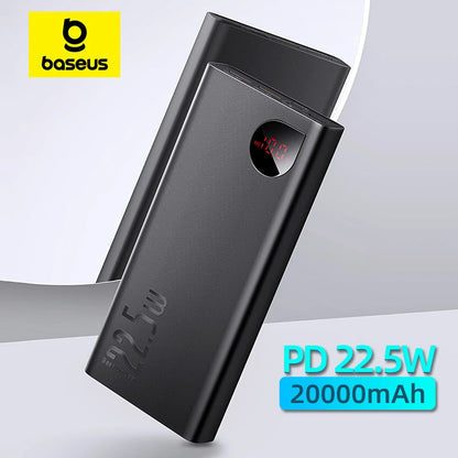 Baseus 22.5W Power Bank | 20000mAh | Draagbare Snel Opladende Powerbank | Type-C PD Quick Charge | Externe Batterijoplader Voor iPhone 16