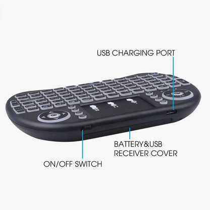 i8 Mini Keyboard Wireless Keyboard 3 Color Backlit 2.4GHz English Russian Air Mouse with Touchpad Remote Control For PC Laptop