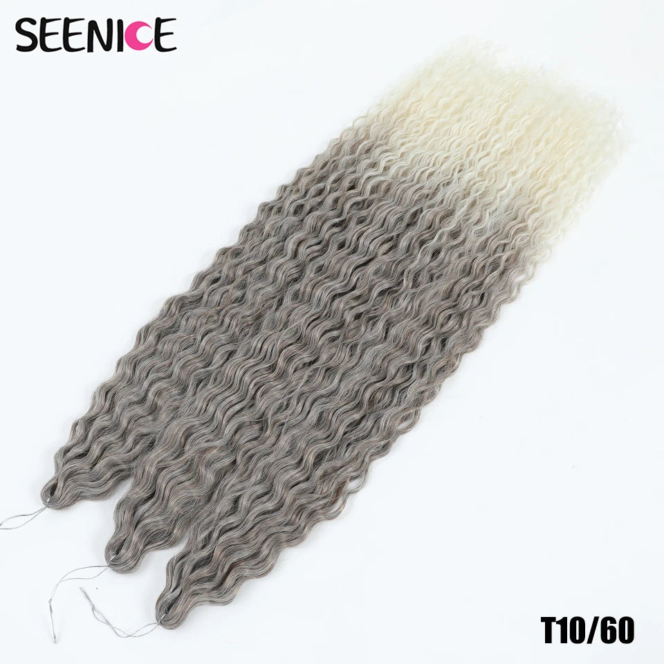 Ariel Curl Synthetic Crochet Hair 22 Inch – Water Wave Deep Curl Twist Braiding Hair Extension, Ombre Blonde Pink