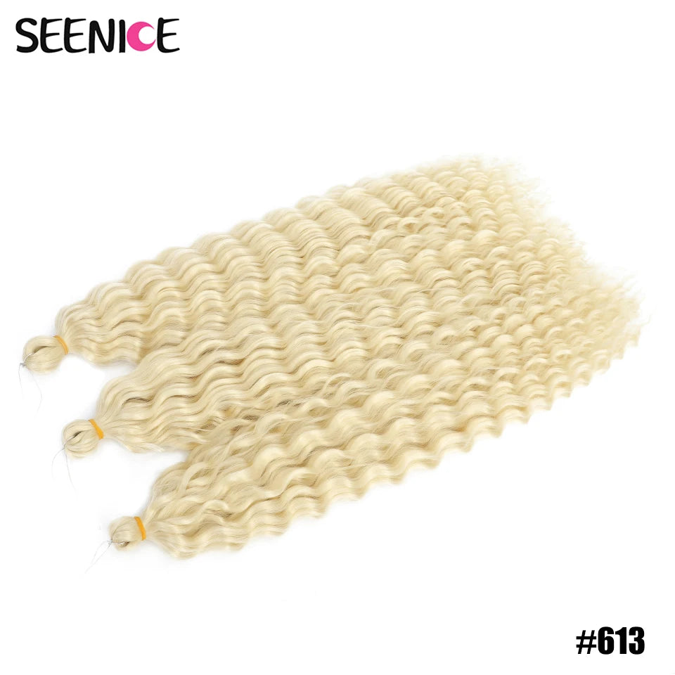 Ariel Curl Synthetic Crochet Hair 22 Inch – Water Wave Deep Curl Twist Braiding Hair Extension, Ombre Blonde Pink