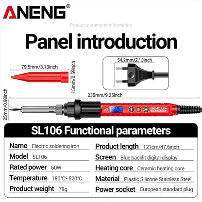 ANENG SL106 Electric Soldering Irons Adjustable Temperature Welding Solder Rework Station Heat Pencil Tip Repair Tools 110V/220V