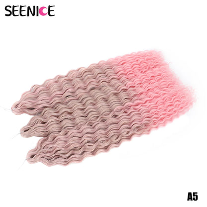 Ariel Curl Synthetic Crochet Hair 22 Inch – Water Wave Deep Curl Twist Braiding Hair Extension, Ombre Blonde Pink