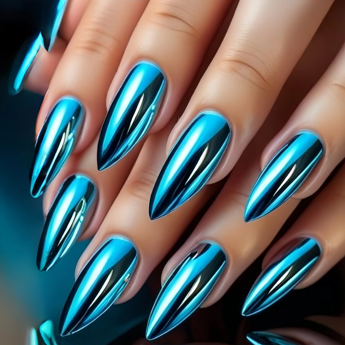 24-Piece Long European-Shape Press-On Nails – Electroplated Ultra Shiny Finish | Simple, Stylish & Modern False Nail Set