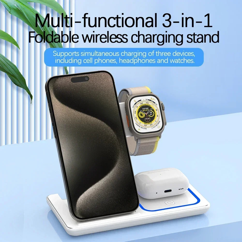 30W | Magnetic Wireless Charger Stand | iPhone 15 14 13 12 Pro Max | Apple Watch 8 7 | AirPods Pro | 3 In 1 Fast Phone Charging Station