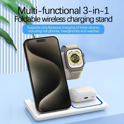 30W | Magnetic Wireless Charger Stand | iPhone 15 14 13 12 Pro Max | Apple Watch 8 7 | AirPods Pro | 3 In 1 Fast Phone Charging Station