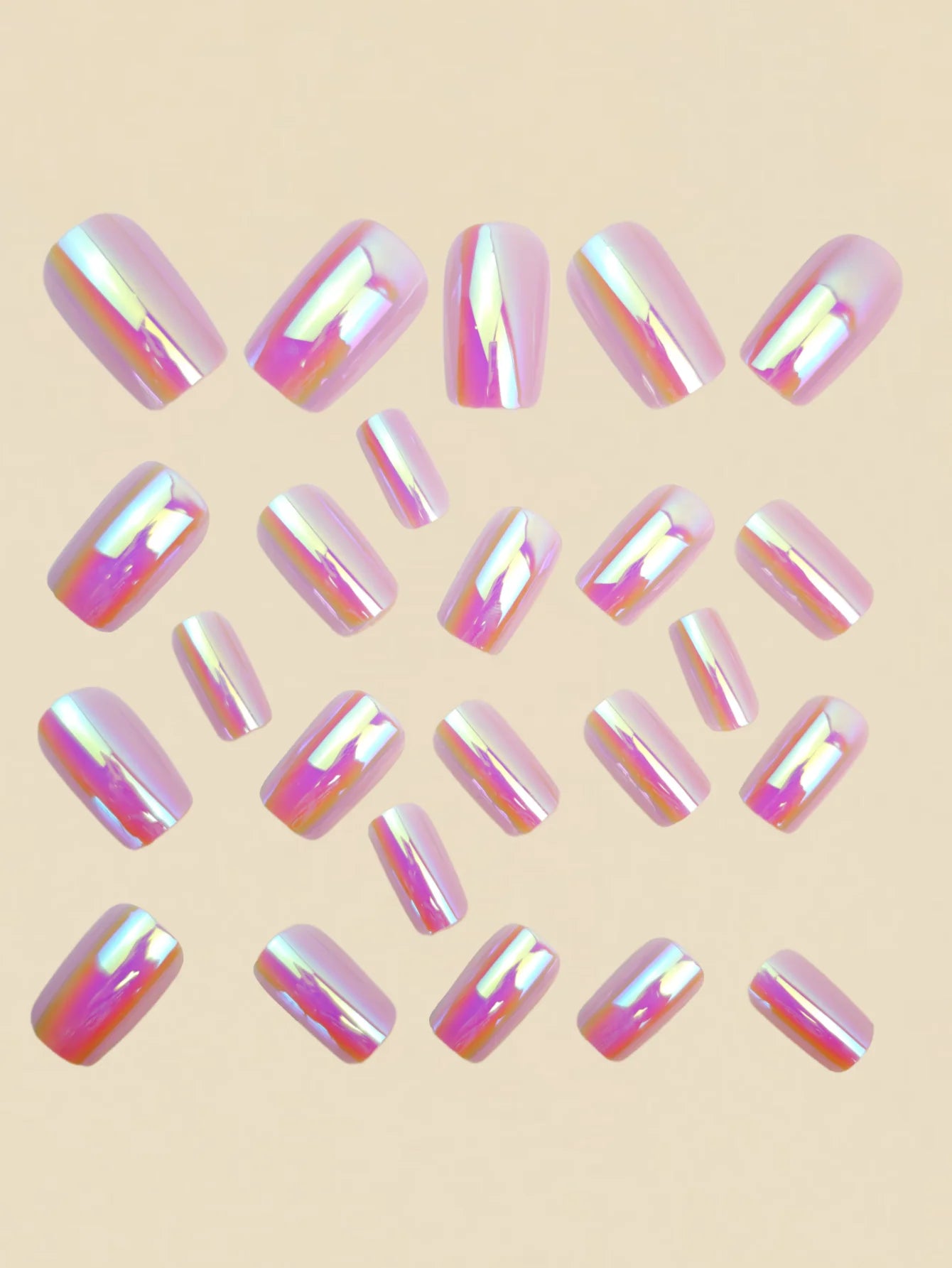 24-Piece Long European-Shape Press-On Nails – Electroplated Ultra Shiny Finish | Simple, Stylish & Modern False Nail Set