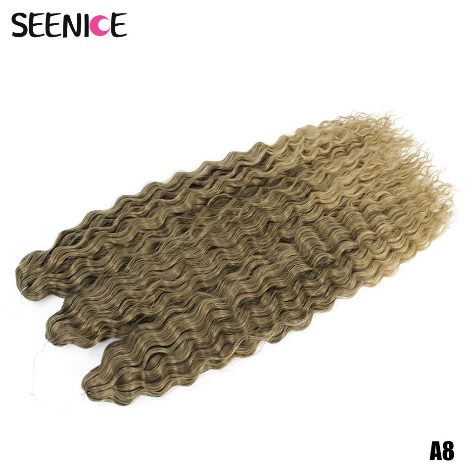 Ariel Curl Synthetic Crochet Hair 22 Inch – Water Wave Deep Curl Twist Braiding Hair Extension, Ombre Blonde Pink