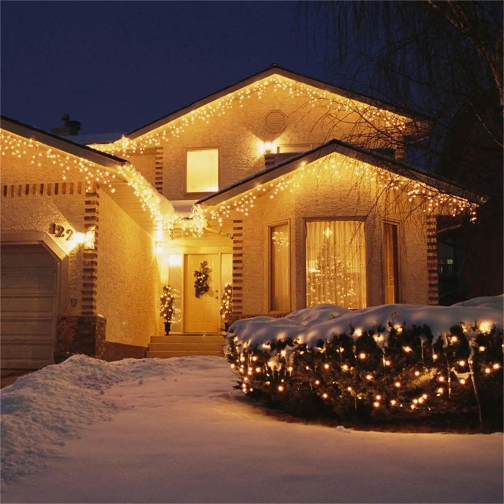 Christmas Decoration | 220V EU Led Icicle Lights | Outdoor Curtain Garland | Droop 0.4/0.5/0.6M | Street Garland On The House | New Year