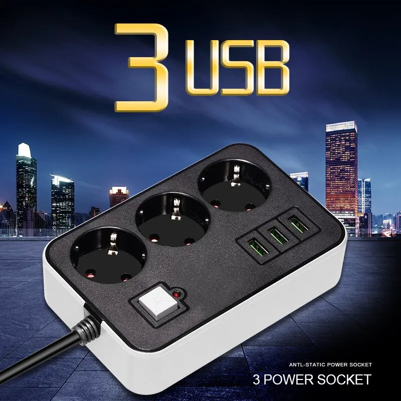 2 Round Power Strip | USB Travel Adapter | Socket Power Plug EU | 2M 3M 5M Extension Cable | Kitchen Household Use | Universal Charger