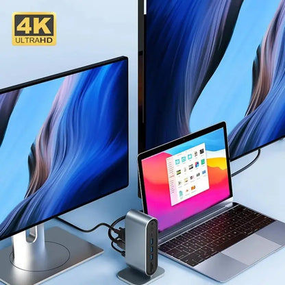 CERASTES Nieuwe USB-C HUB | Type-C naar Multi | 4KHD | RJ45 | VGA | 4 USB 3.0 | PD Power Adapter | Docking Station voor MacBooks | Laptop Hub