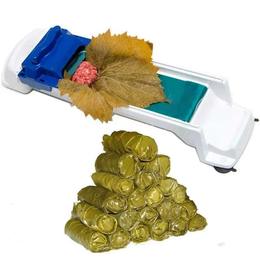 Groente- en Vleesroller Machine – Koolrol & Druivenblad Vuller – Handmatig Keukenhulpmiddel (1 stuk, Wit & Blauw)