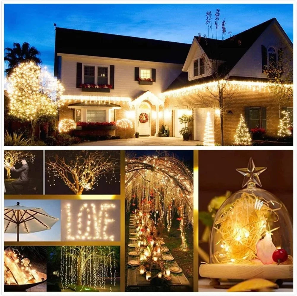 Solar String Fairy Lights | 12m | 100LED | LED | IP65 Waterproof | Outdoor Garland | Solar Power Lamp | Christmas | Garden Decoration