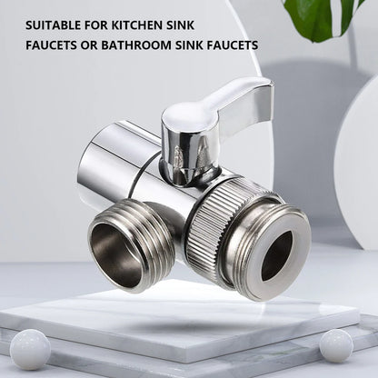 3-Way Faucet Diverter Valve – Leak-Proof Sink Tap Connector for Kitchen & Bathroom